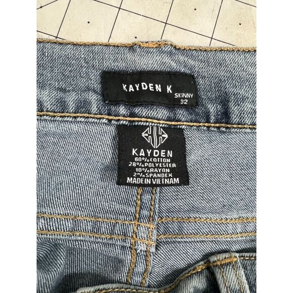 Kayden K Men's Distressed Denim Skinny Jeans Sz. 32 Cotton Blend Ripped Denim - Picture 6 of 10